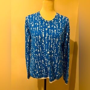 Christian Wijnants Designer Blue & White Lt-Weight Crew Sweater, S